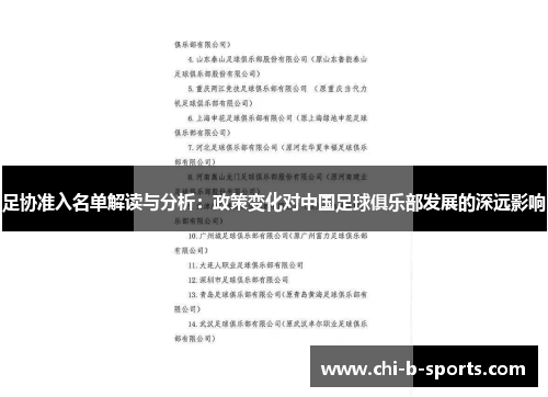 足协准入名单解读与分析:政策变化对中国足球俱乐部发展的深远影响 足协准入名单解读与分析:政策变化对中国足球俱乐部发展的深远影响