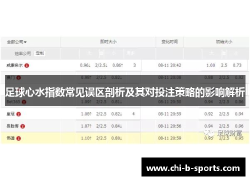 足球心水指数常见误区剖析及其对投注策略的影响解析